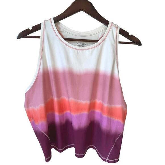 ATHLETA NWT Shanti Printed Crop Tank Top Size 2X Ombre Sea Spray Vintage Plum - Picture 2 of 9